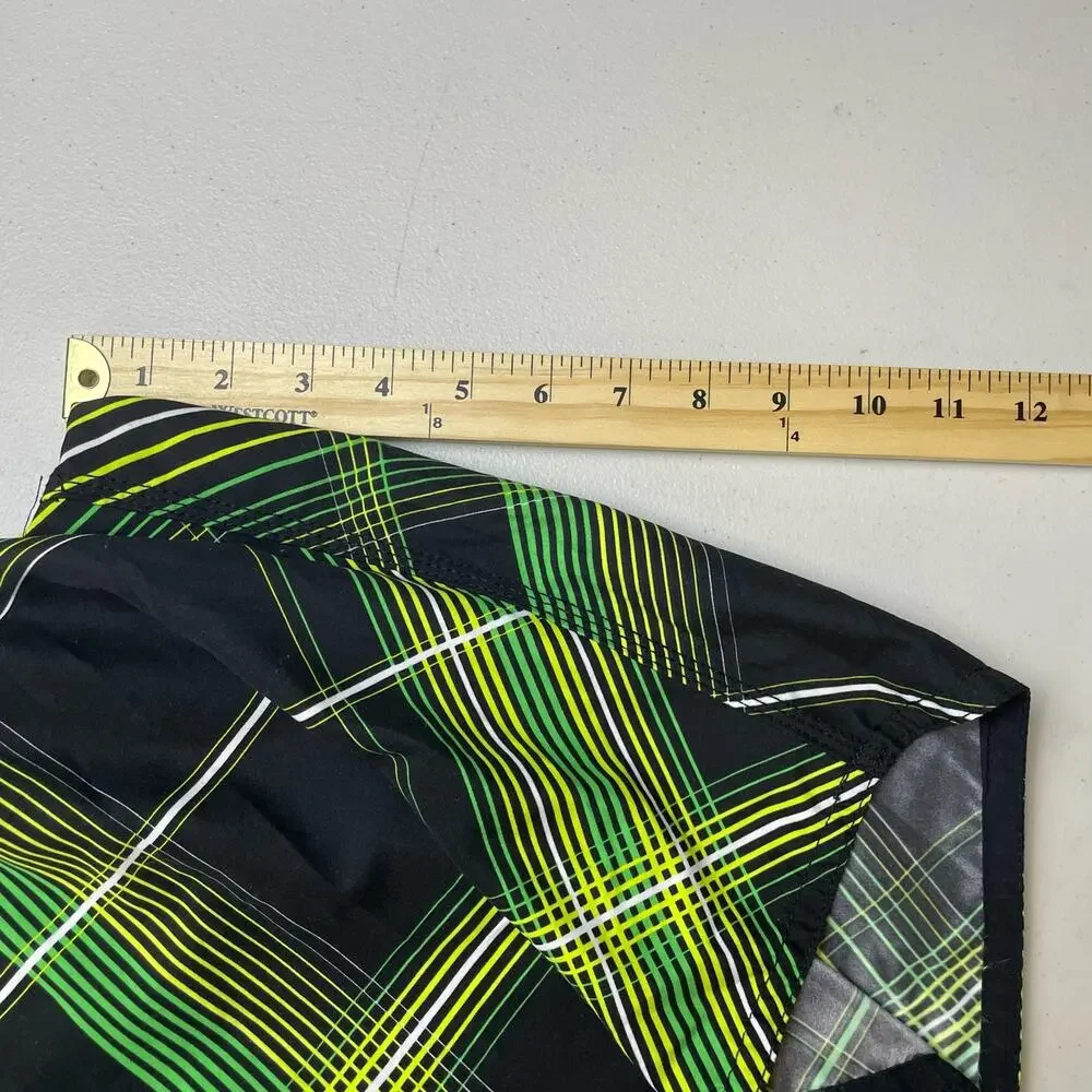 Point Zero Board  Shorts Size Large Plaid Black Green Yellow White‎ Swimwear